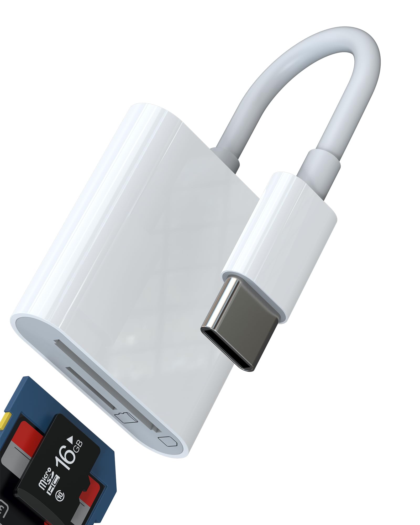 SD Card Reader USB C 2in1 for iPhone 16 15 Pro Micro SD Card Reader TF Memory for iPad MacBook Android Camera Tablet Thunderbolt Type C Cable Compatible with Samsung