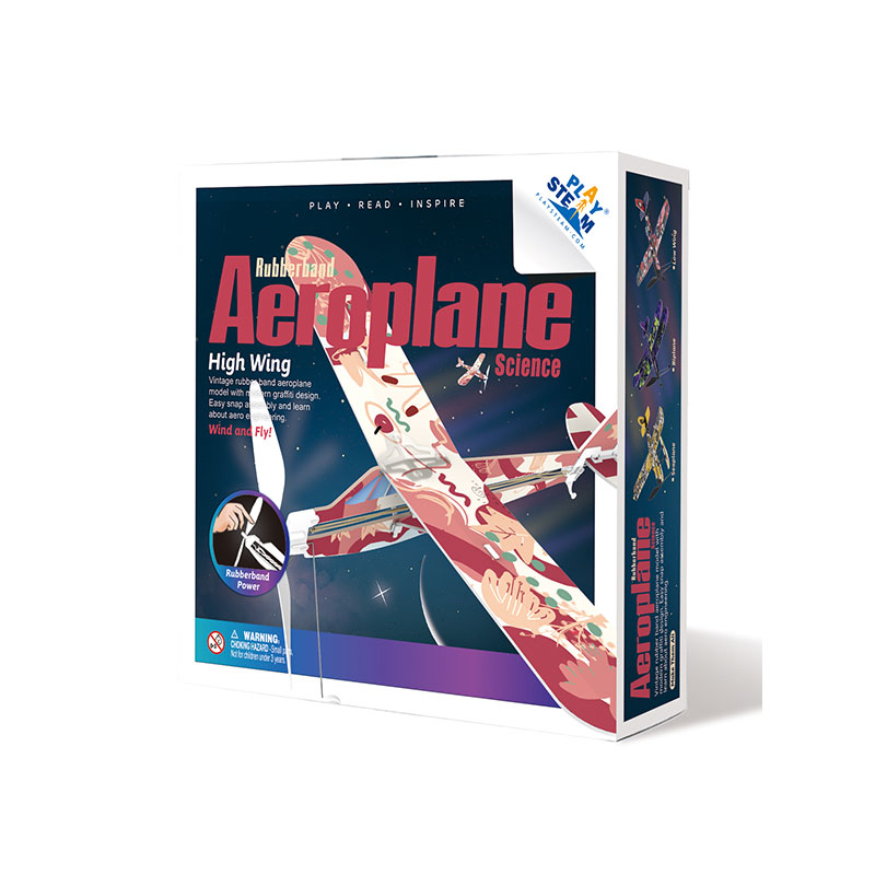PLAYSTEM Rubber Band Aeroplane High Wing STEM Kit
