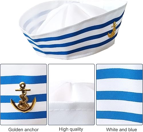 Miniatura 3 de 6 sombreros y bufandas de marinero blancos, accesorios de disfraz de capitán de yate para Halloween, fiesta temática de la marina de guerra, traje