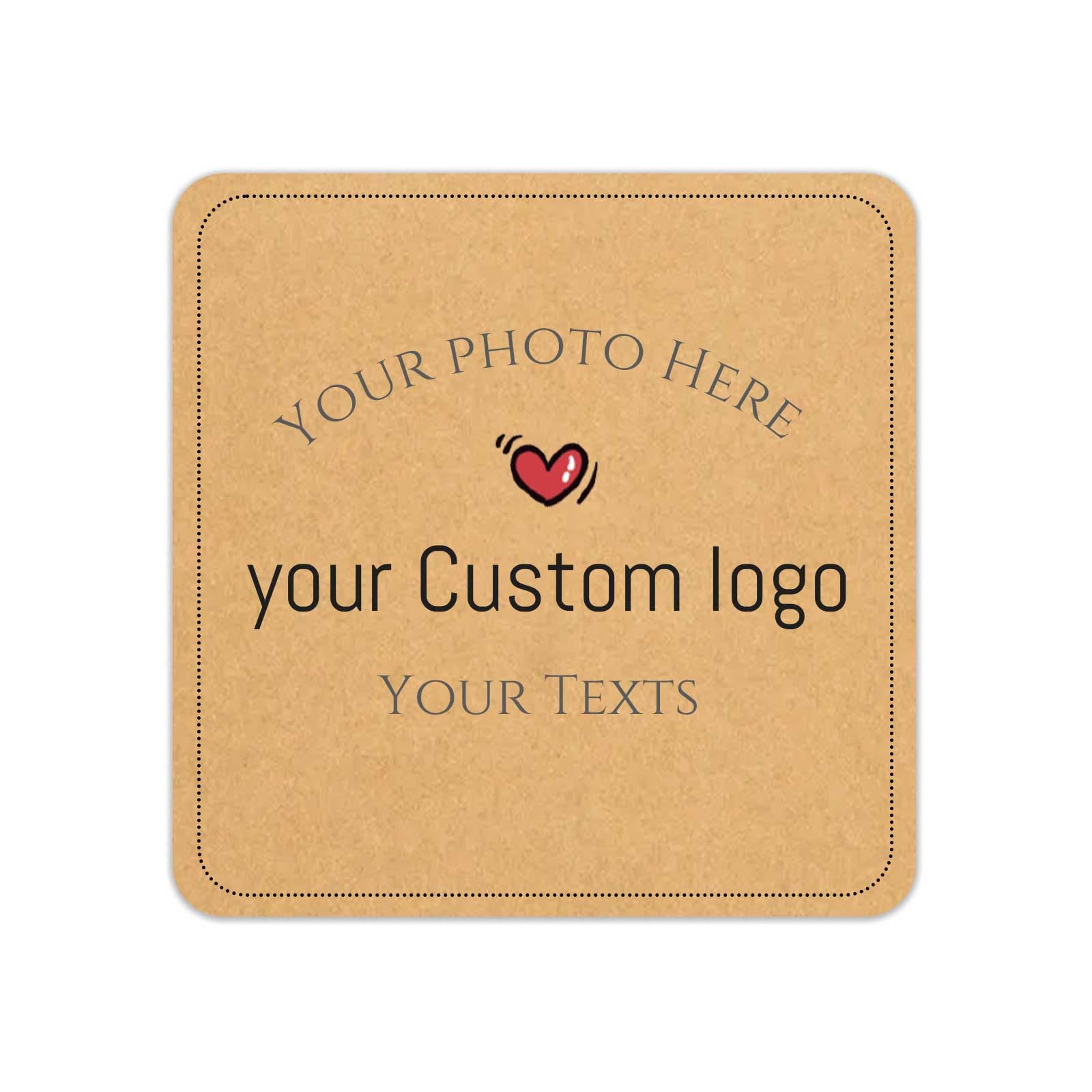100pcs Personalized Stickers Labels Custom Business Logo Stickers Kraft Paper Labels in Circle, Rectangle, Square, Oval, in 1.5",2", 2.5“, 3”, 4" (