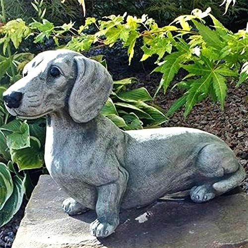 EatingBiting 6.7"x4.7" Resin Dog Dachshund Sculpture Garden Ornament Patio Figurine Outdoor Animal Statue,French Bulldog Statue Garden Decor Yard Lawn Resin Dog Sculpture