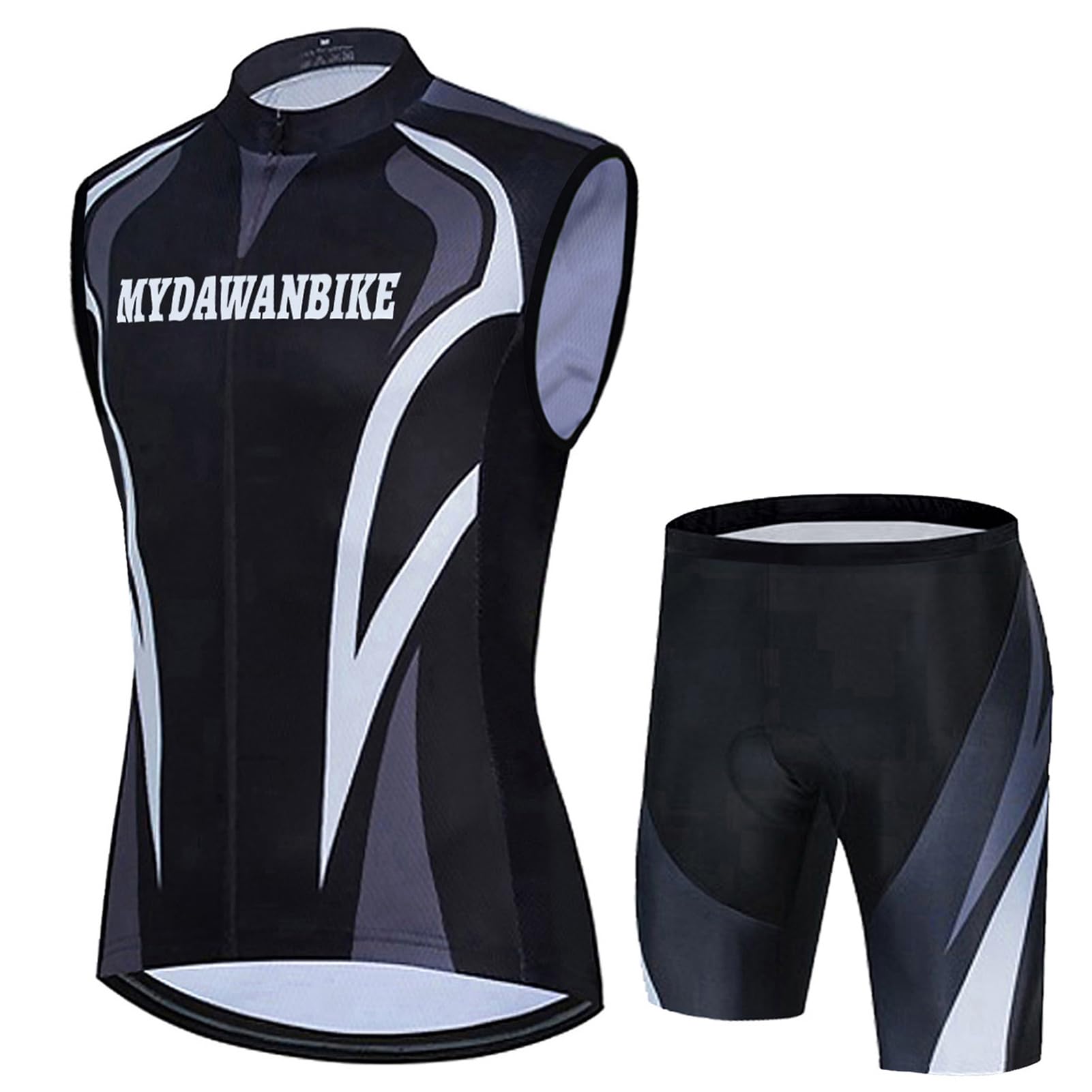 Completo Ciclismo Uomo Abbigliamento Bici MTB Estivo Maglia Ciclista,Maglietta Bicicletta Senza Maniche Gilet e Pantaloncini Shorts Bike con 19D Gel Imbottiti,Tuta Ciclo Sleeveless Asciugatura Rapida