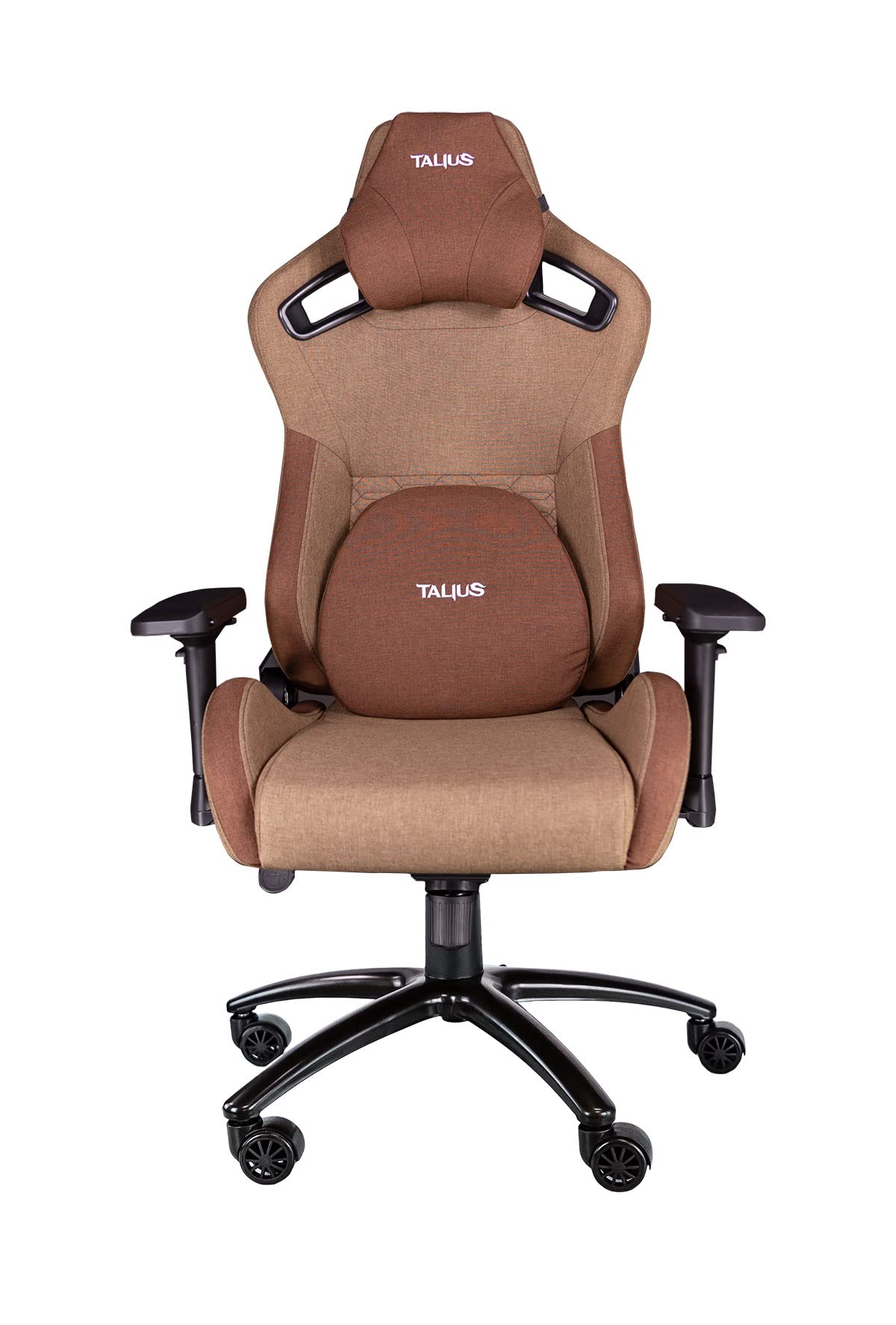 Silla Gaming Profesional Talius Raptor, Tela Transpirable Marrón reposabrazos 4D, Cojín Cervical y Lumbar viscoelástica, Frog, Base Metal, Ruedas Nylon, hasta 170kg (Brown)