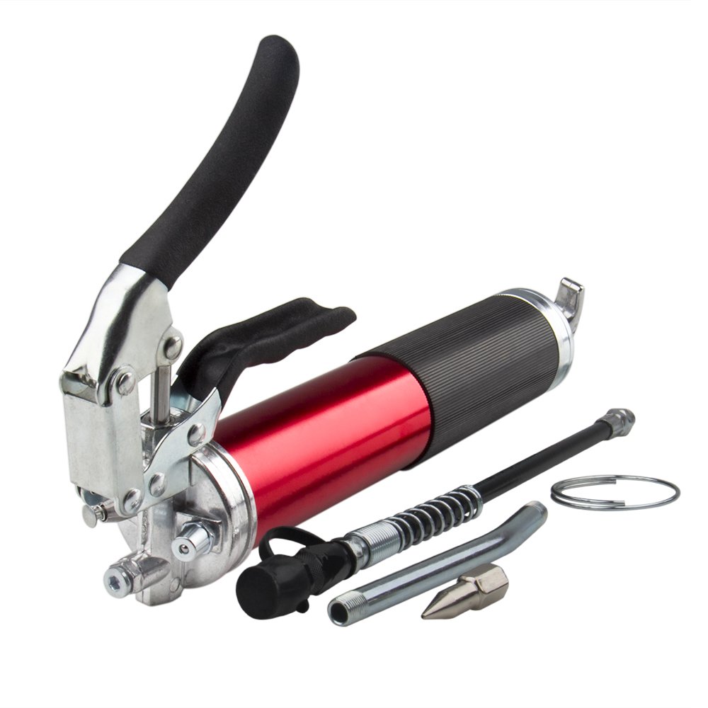 CarBole 6000 psi Grease Gun, Premium Pistol Grip Grease Gun with 12 inch Flex Hose and Metal Extension