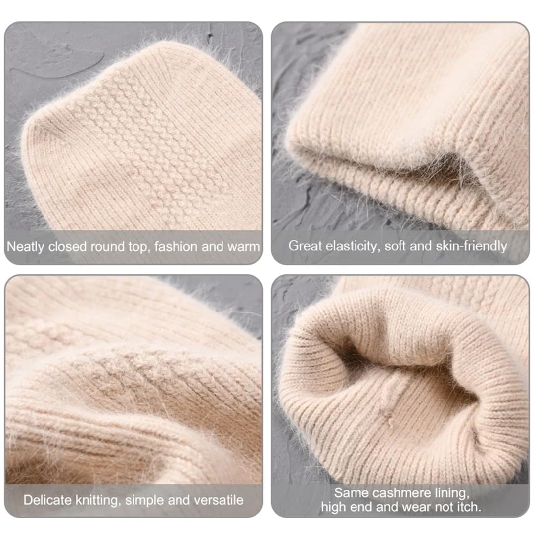 Wvapzxx Chapeau D'hiver Pour Femmes Bonnet À Cheveux Longs Mélange De Cachemire Bonnets Tricotés Casquette Fille Chapeau Mignon Avec Oreilles