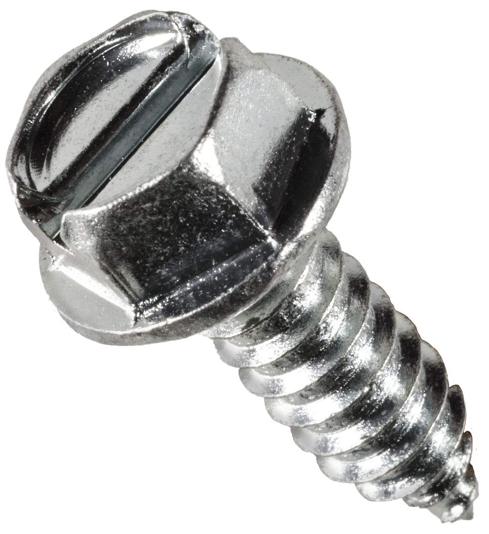 License Plate Screws 1/4 X 3/4 Slotted Hex Head Self Tapping #14 – 30 Pack