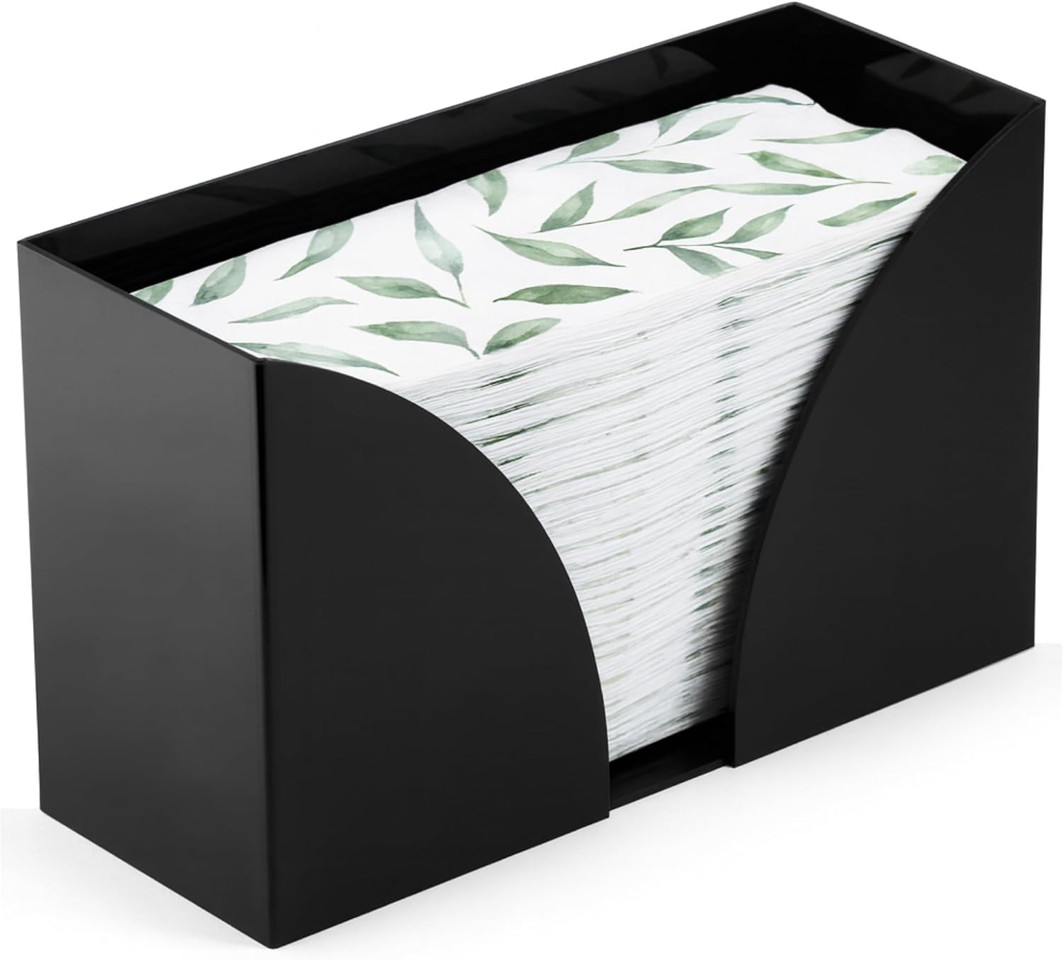 Black Paper Towel Holder Countertop Dispenser - Acrylic Rectangular Hand Towel Tray & Tissue Box Cover - Bathroom Accessories, C-Fold, Z-Fold & Multifold Napkin Organizer & Storage