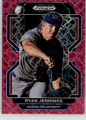 2022 Panini Prizm Draft Picks Prizms Neon Pink Velocity #128 Ryan Jennings RC Rookie Louisiana Tech Bulldogs Baseball Trading Card