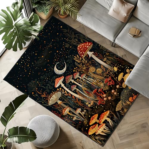 Tapete decorativo con diseño de hongo 5x7 ft antideslizante miniatura 1
