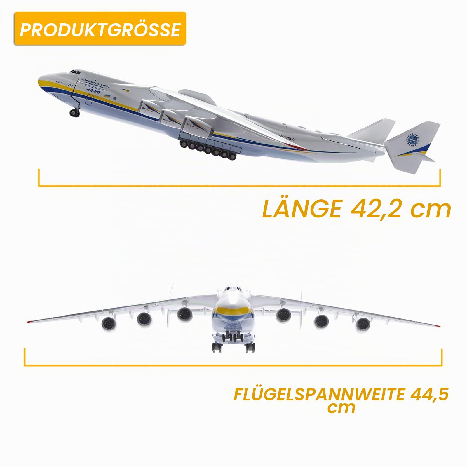 An-225 Antonov Maßstab 1:200 Ukraine Painted Mriya Strategic Cargo Aircraft Diecast Modell für Sammlung