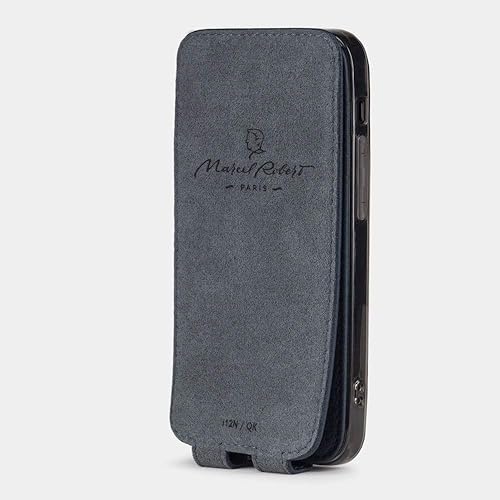 Miniatura 3 de Funda tipo cartera de piel prémium para iPhone 12 Mini - Modelo patentado - Fabricado en Francia -  Azul