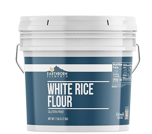 Harina de arroz blanco 1 galón cubo por Earthborn Elements hornear sin gluten sin blanquear vegano sin grasa sin sodio cubo resellable
