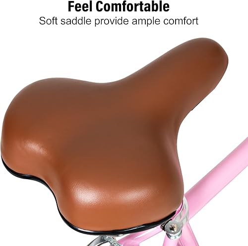 Miniatura 6 de WEIZE Girls Bike for 6-12 Years Old, 20 Inch Kids Bike with Basket and Kickstand, Retro Style Childrens Bicycle for Teen Girls, Lightweight Steel