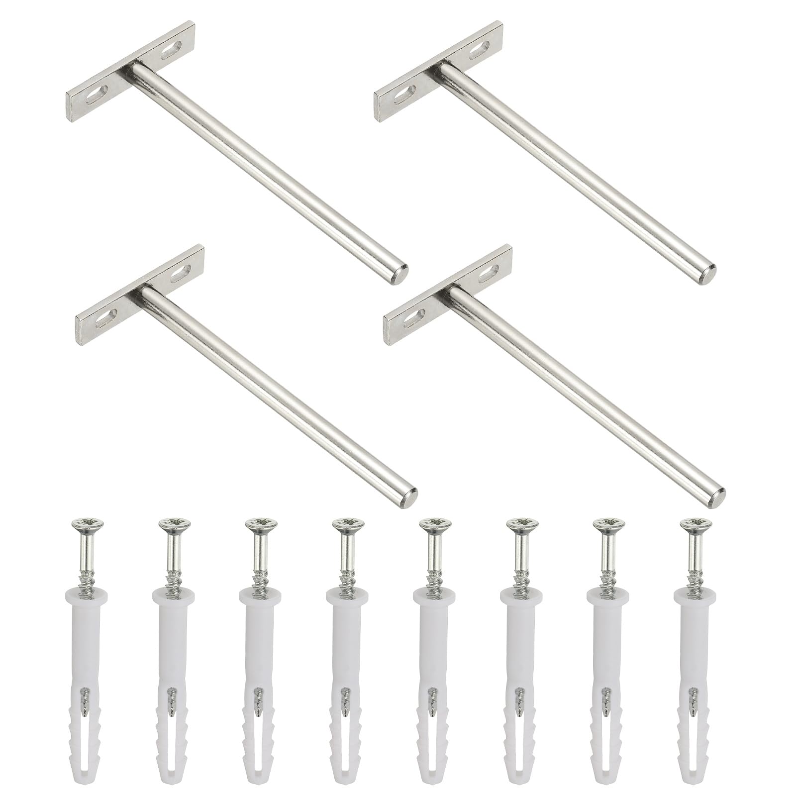Supports d'étagère flottants invisibles 15,2 cm fixation murale métallique argentée lot de 4