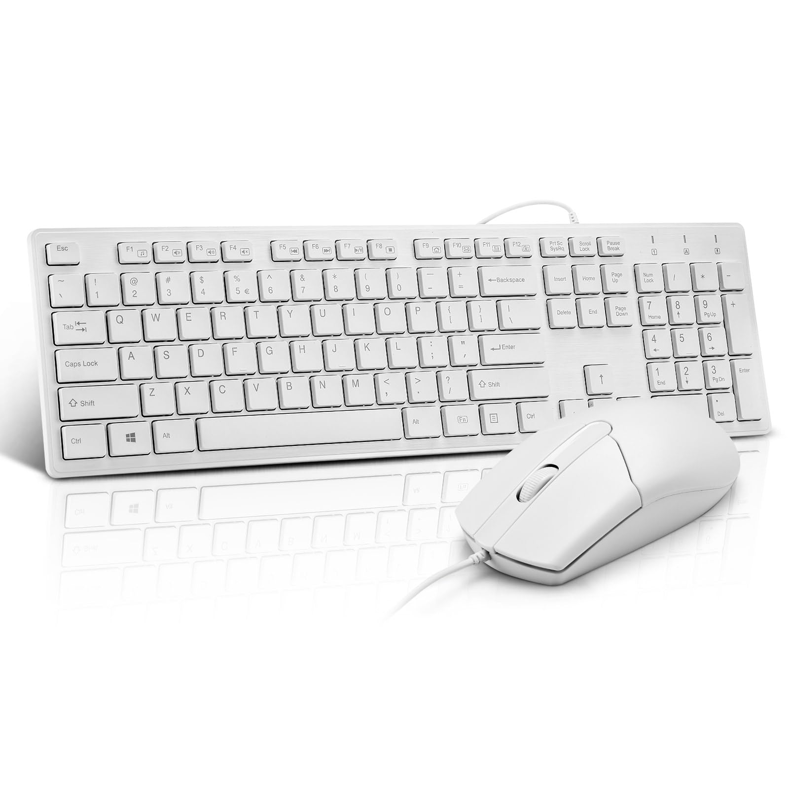 Wired Keyboard and Mouse Combo, Full-Sized Ergonomic Computer Keyboard and Optical Wired Mouse for Windows, Mac OS Desktop/Laptop/PC-White-image-34