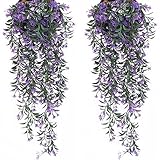 Artificial Purple Vine, Hanging Ivy Plastic Plants 4 Pack, Fake Weeping Willow Rattan Wicker Twig for Indoor Outdoor Garden Home Jungle Party Christmas Decoration