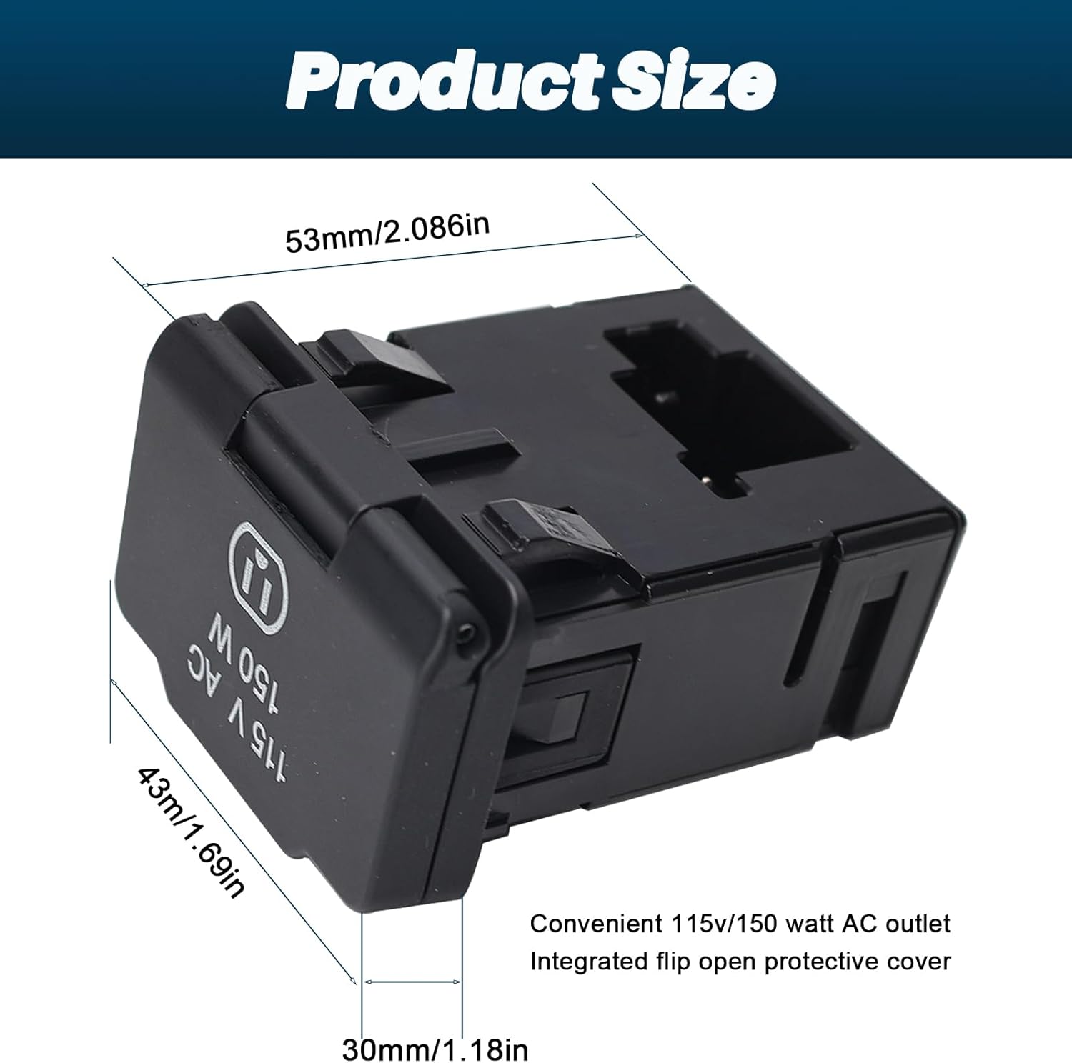 56046933AA Power Inverter Outlet 115V Fit for Dodge Durango Grand Caravan Journey Renegade Chrysler Town Country Jeep Grand Cherokee Wrangler Ram 2500 3500 2009-2020 Replace OE# 68068479AA 68085972AA