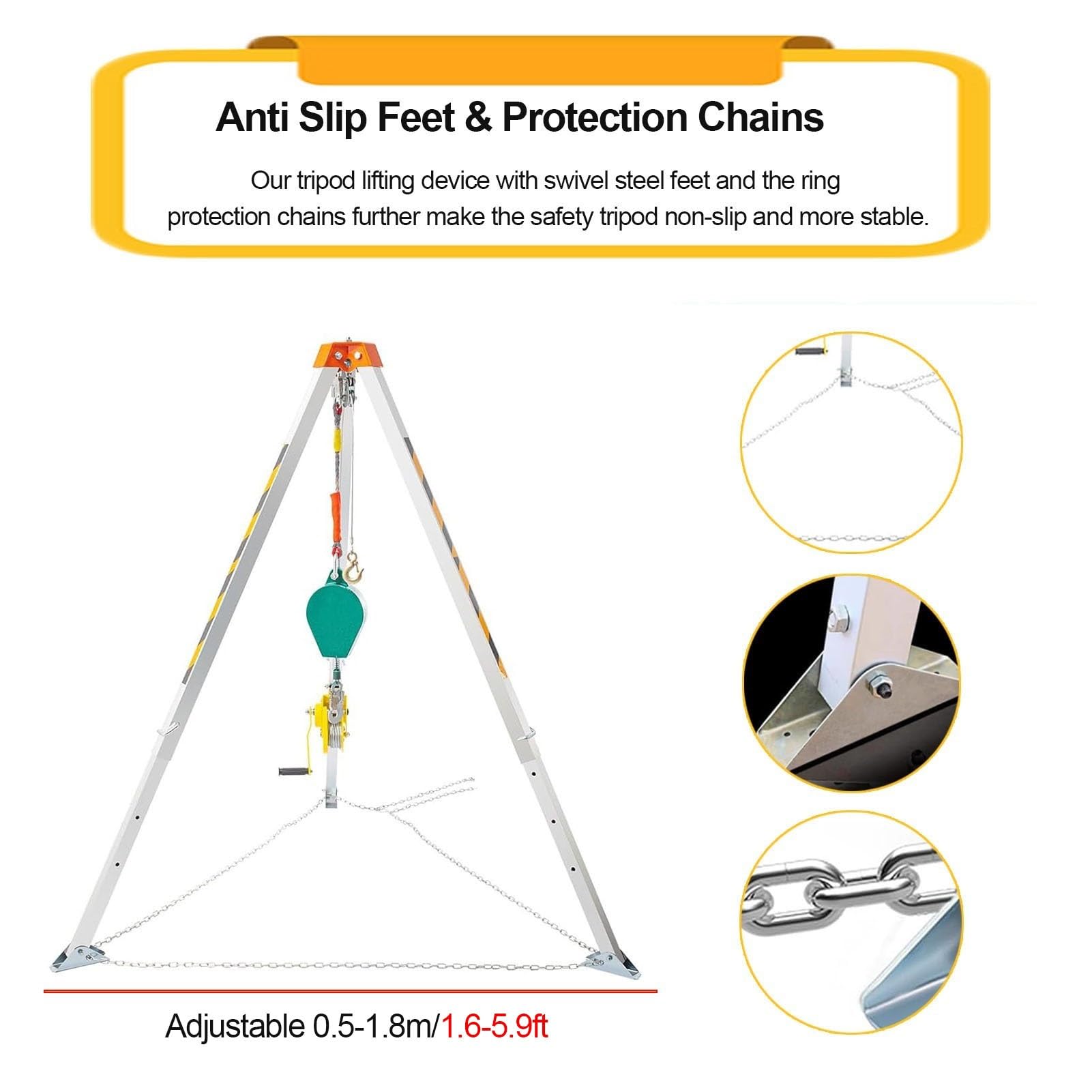 Trípode de rescate Industrial Kit De Trípode Para Espacios Confinados, Portátil Plegable Sistema De Rescate De Emergencia, Con Arnés De Seguridad Anticaídas, Para Pozo Alcantarillado Tubería Subterrán