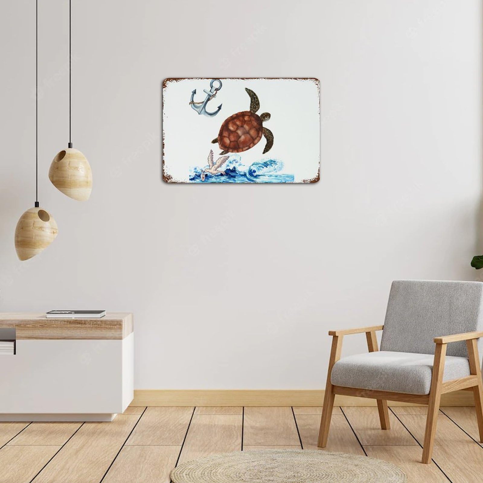 Targa Decorativa In Alluminio Con Tartaruga Marina - Dimensioni 22,9x27,9 Cm, Antiruggine E Resistente UV, Per Interni Ed Esterni
