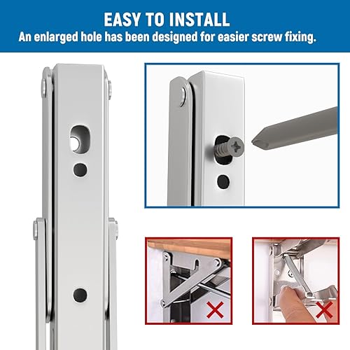 Miniatura 4 de LEOPO Soportes plegables para estantes de 12 pulgadas, soporte de estante de acero inoxidable resistente para montaje en pared, paquete de 2