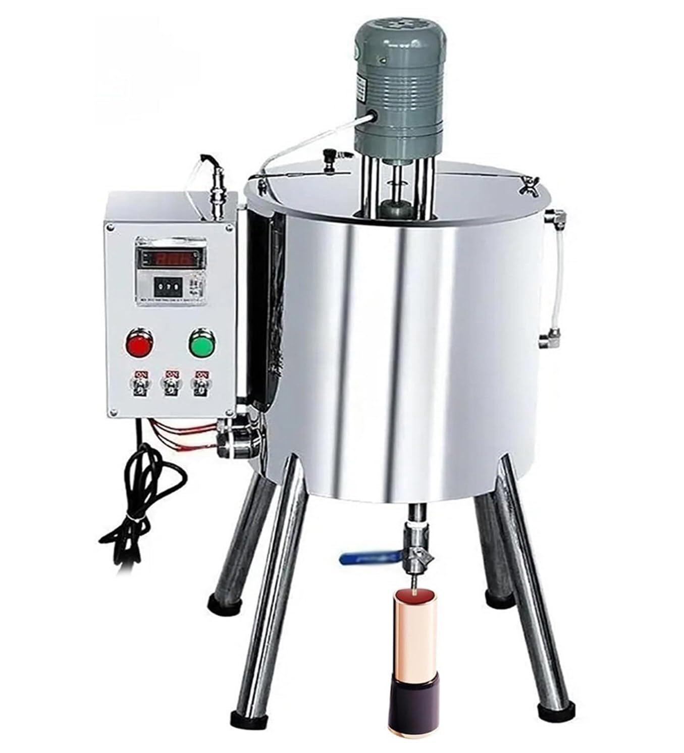 WLYPE Automatic Heating Mixing Filling Machine Adjustable Bottle Filler Heating Paste Mixing Filling Machine for Lipstick Shoe Polish Cosmetics(220V,30L)