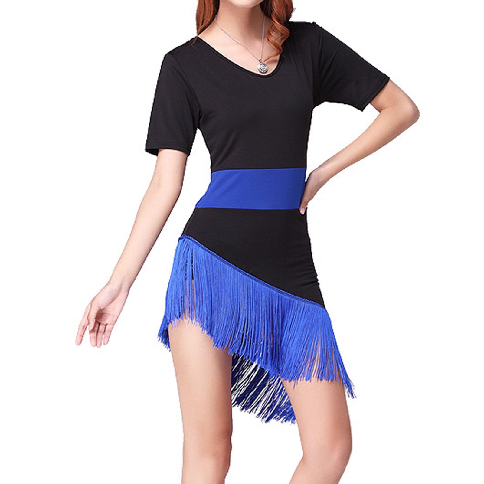 Lateinisches Tanzkleid mit Fransen 2026 für Damen, kurzärmelig, Swing-Rock, Ballkleid, Abendveranstaltung, Show