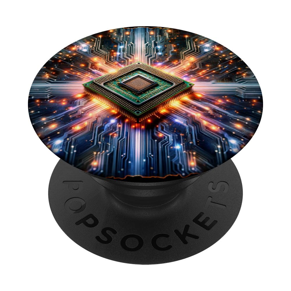 The Digital Brain: The AI CPU Powering Intelligence PopSockets Swappable PopGrip, Black