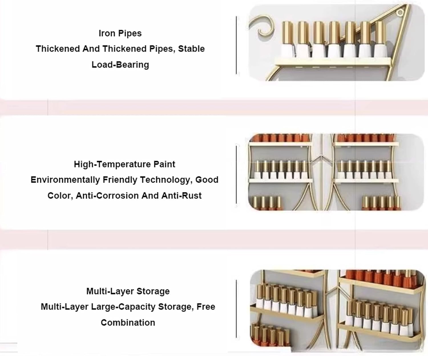 金属壁に取り付けられたマニキュアラックバタフライコスメティックディスプレイシェルフ2PCSエッセンシャルオイルボトル口紅香水キッチン