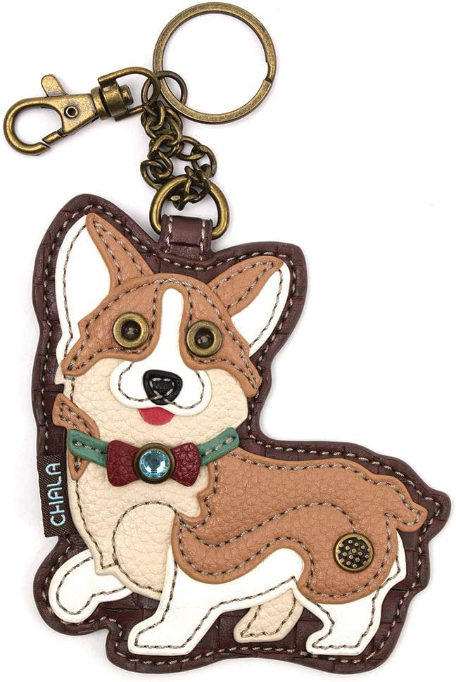 Chala Corgi Patch Cross-Body Canvas Messenger Bag with Corgi Key fob