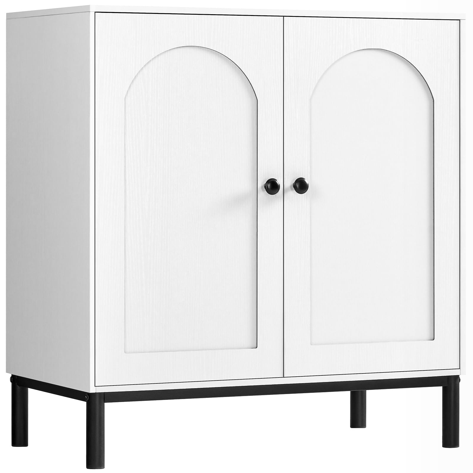 WEENFON Bathroom Storage Cabinet, Sideboard Buffet Cabinet with Shelf & Doors, Modern Accent Cabinet with Solid Wood Feet, Multifunctional Cupboard for Living Room, Dining Room, Entryway, White
