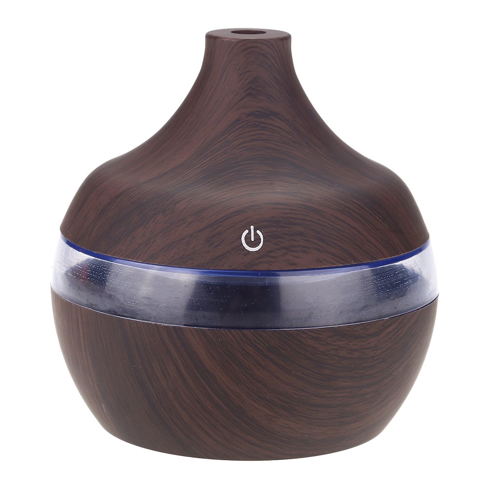 Wood Grain Humidifier-300ml Wood Grain USB Humidifier Colorful LED Night Light Mist Maker for Office Car Home