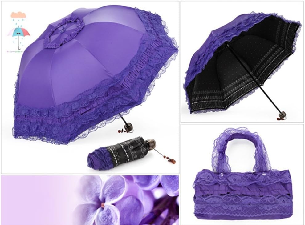 Honeystore Princess Lace Ultraviolet-Proof Folding Umbrella Anti-uv Dome Parasol
