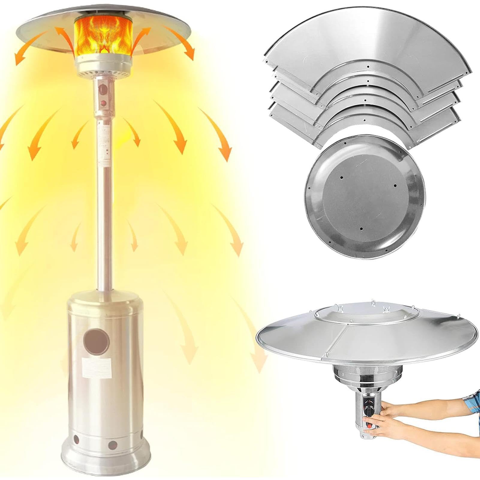 Cupola di ricambio per riscaldamento da terrazzo, hardware di ricambio per riscaldamento esterno da 33 pollici, con 3 fori preforati, deflettore di calore per braciere, riscaldamento rapido | riscaldamento esterno da 33 pollici, con 3 fori preforati, defl