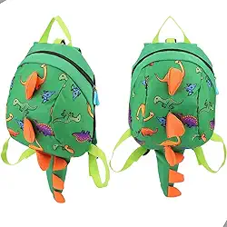Mochila Infantil Baby Dino Dinossauro 3D com Cinto de Segurança Alça Guia Leve Costas Respiráveis Alças Ajustáveis Espaçosa Unissex Menino Menina Multicolorida