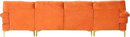 Miniatura 193 de Sofá modular moderno en forma de L, con diván extra ancho y patas doradas Gris,Negro -,Verde,Naranja,Gris oscuro,marino,Púrpura