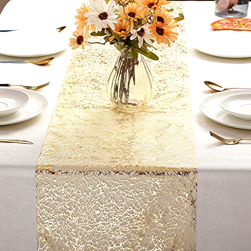 3 Pieces Gold Table Runner Metallic Glitter Table Cloths Roll Rectangle Polyester For Centerpieces Birthday Wedding Home Decor(12 X 84 Inch) #TOP3