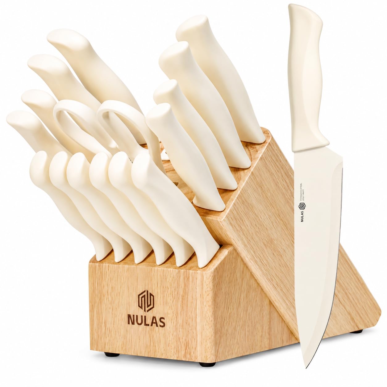 17-Piece Kitchen Knife Set with Block and Built-In Sharpener