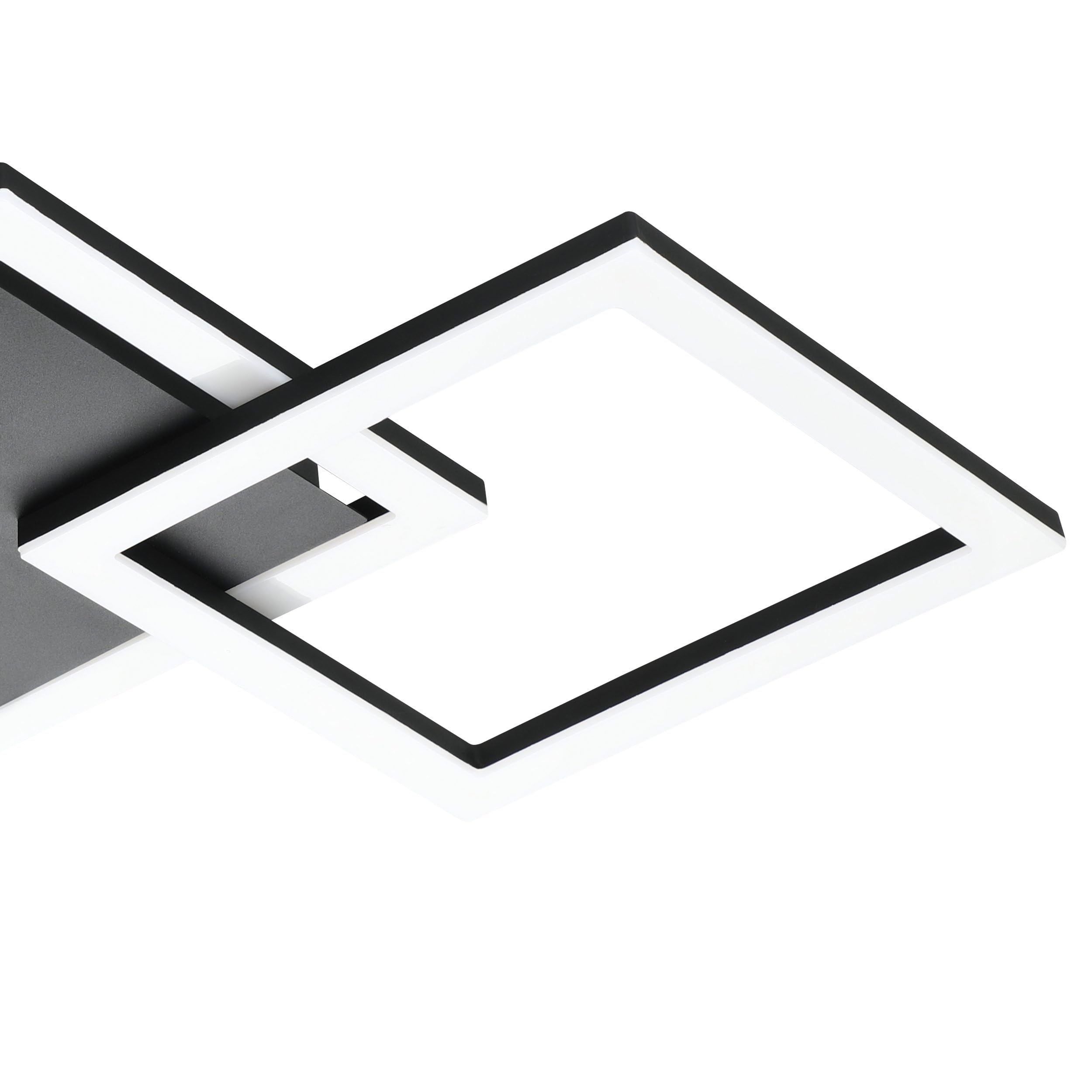 Eglo connect.z Luminaire plafonnier LED connecté Paranday-Z, ZigBee, lampe | de plafond contrôlable par application et commande vocale Alexa, blanc chaud - froid, dimmable, noir et blanc, 65 x 31 cm
