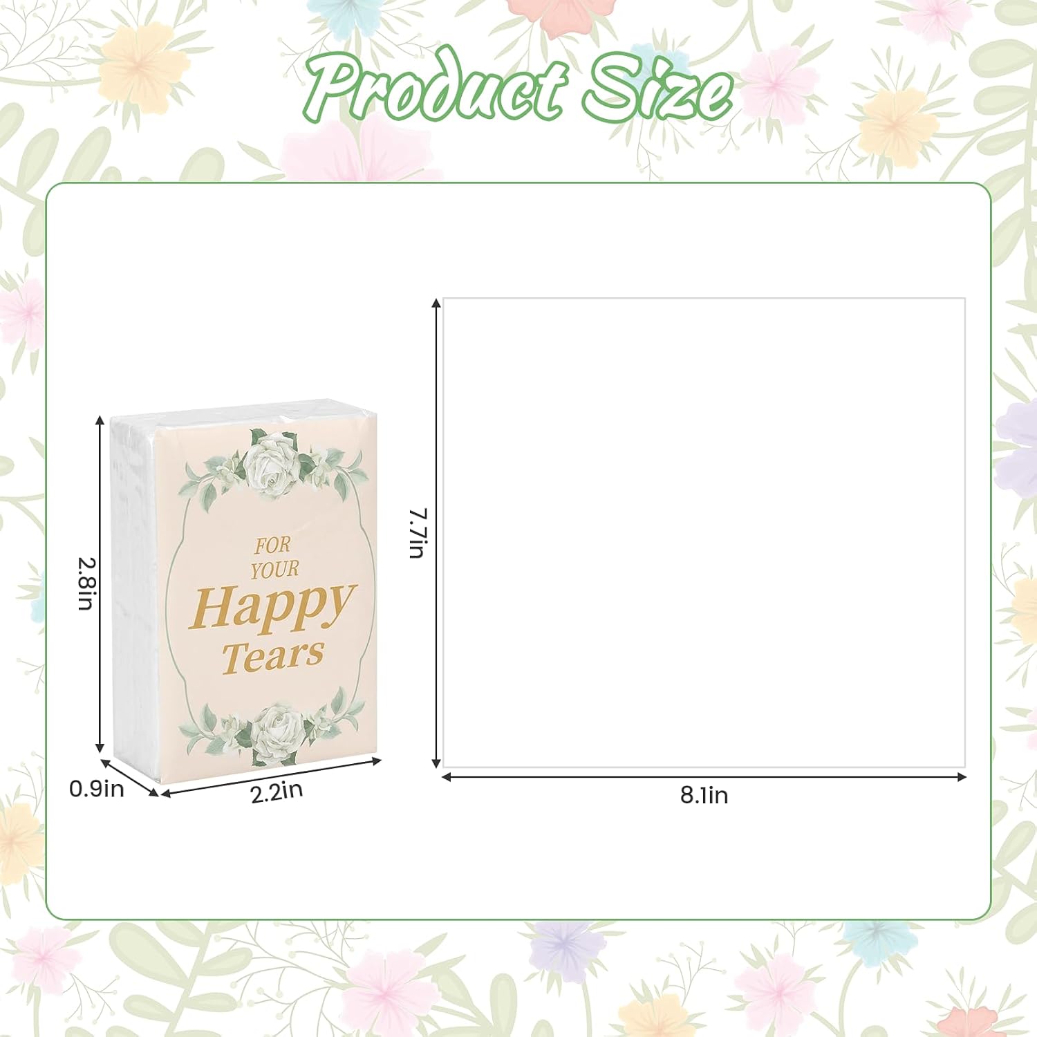 100 Packs Happy Tears Tissues for Wedding,3 Ply Wedding Tissues for Wedding Favors,Bulk Individual Tissues Packs for Wedding Welcome Bag Stuffers,Guest Souvenirs