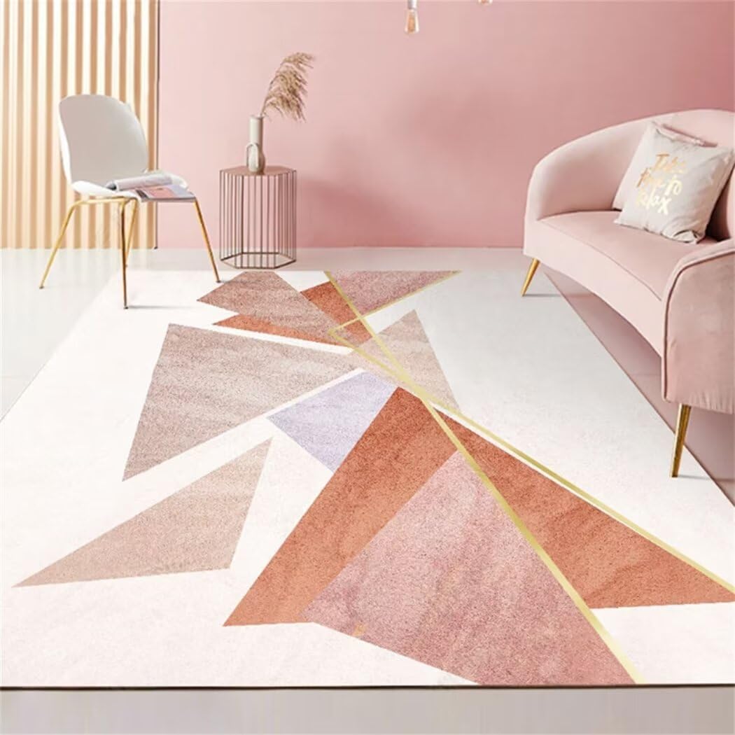 Tapis personnalisable rose et violet au design géométrique