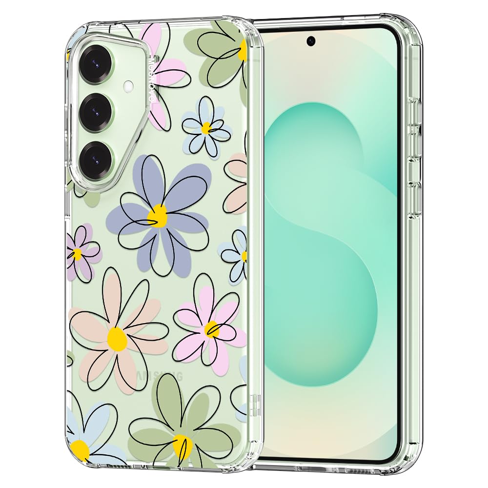 MOSNOVO Case for Samsung Galaxy S25 / Galaxy S24, [Buffertech 6.6ft Military-Grade Drop Protection] [Anti Peel Off Tech] Clear TPU Bumper Phone Case