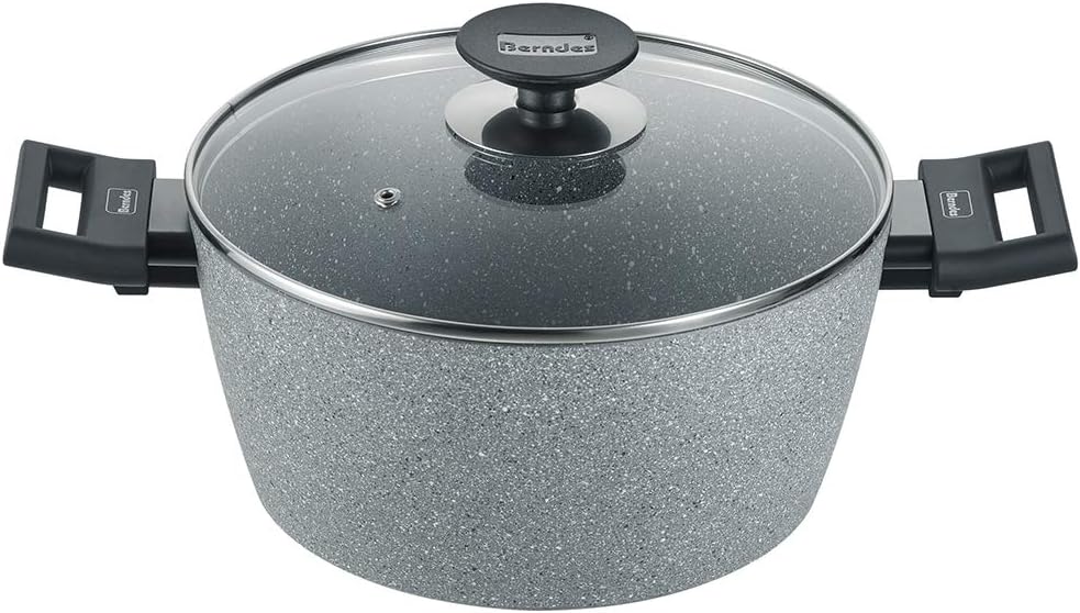 Berndes Special Edition Aluminium Induction Saucepan with Glass Lid for All Types of Cookers, Non-Stick Coating, Suitable for Induction Cookers, Soft-Touch Handles