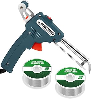 Soldering Iron Kit With 2Pack Aluminum Stainless Steel Lighter Solder Wire,110V 60W Automatic One-Handed Soldering Gun Kit Hand Soldering Tools For Electronic Repair Soldering Circuit Board Home Diy