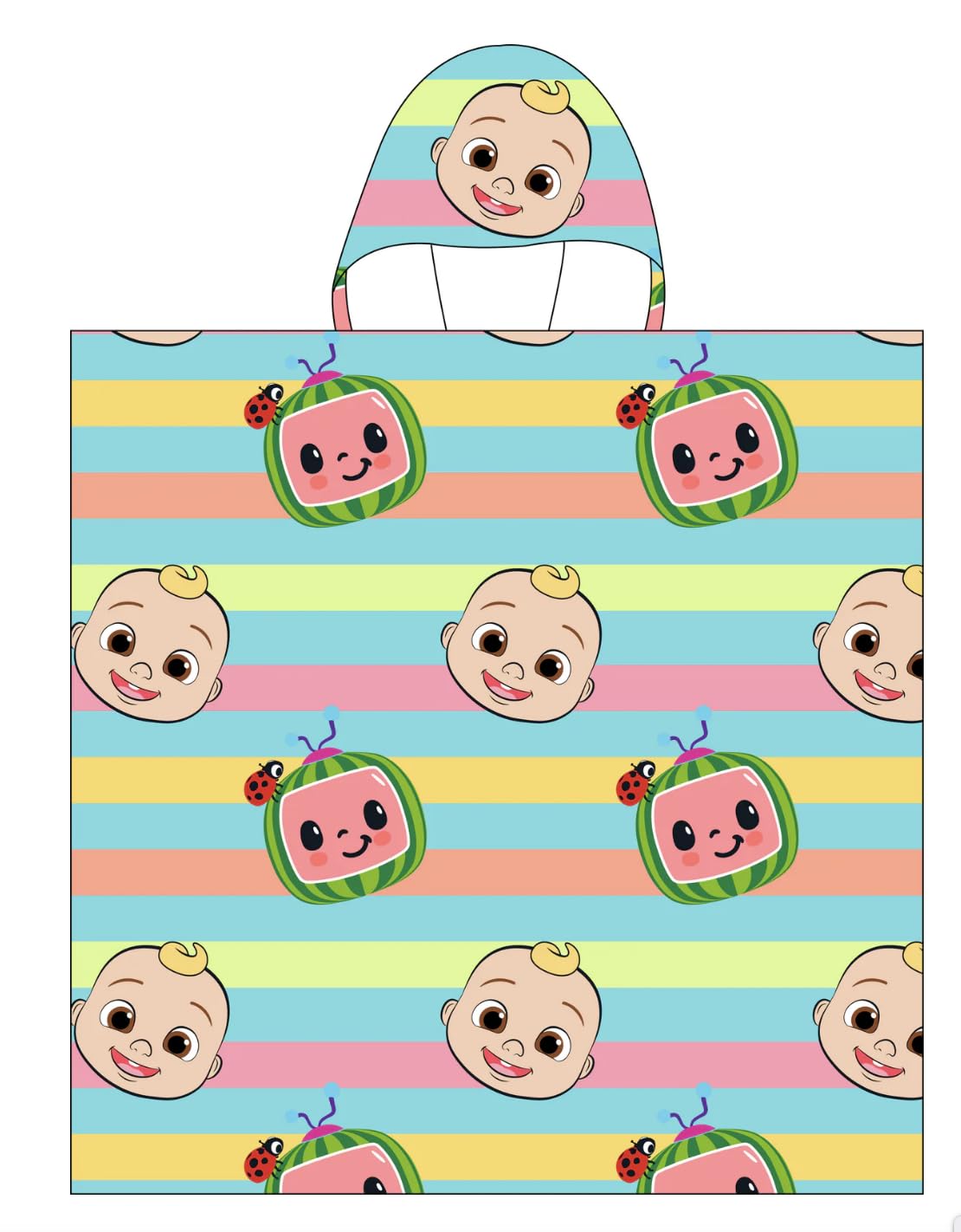 Jay Franco & Sons, Inc. Cocomelon - Hooded Towel Kids Poncho Candy Stripes