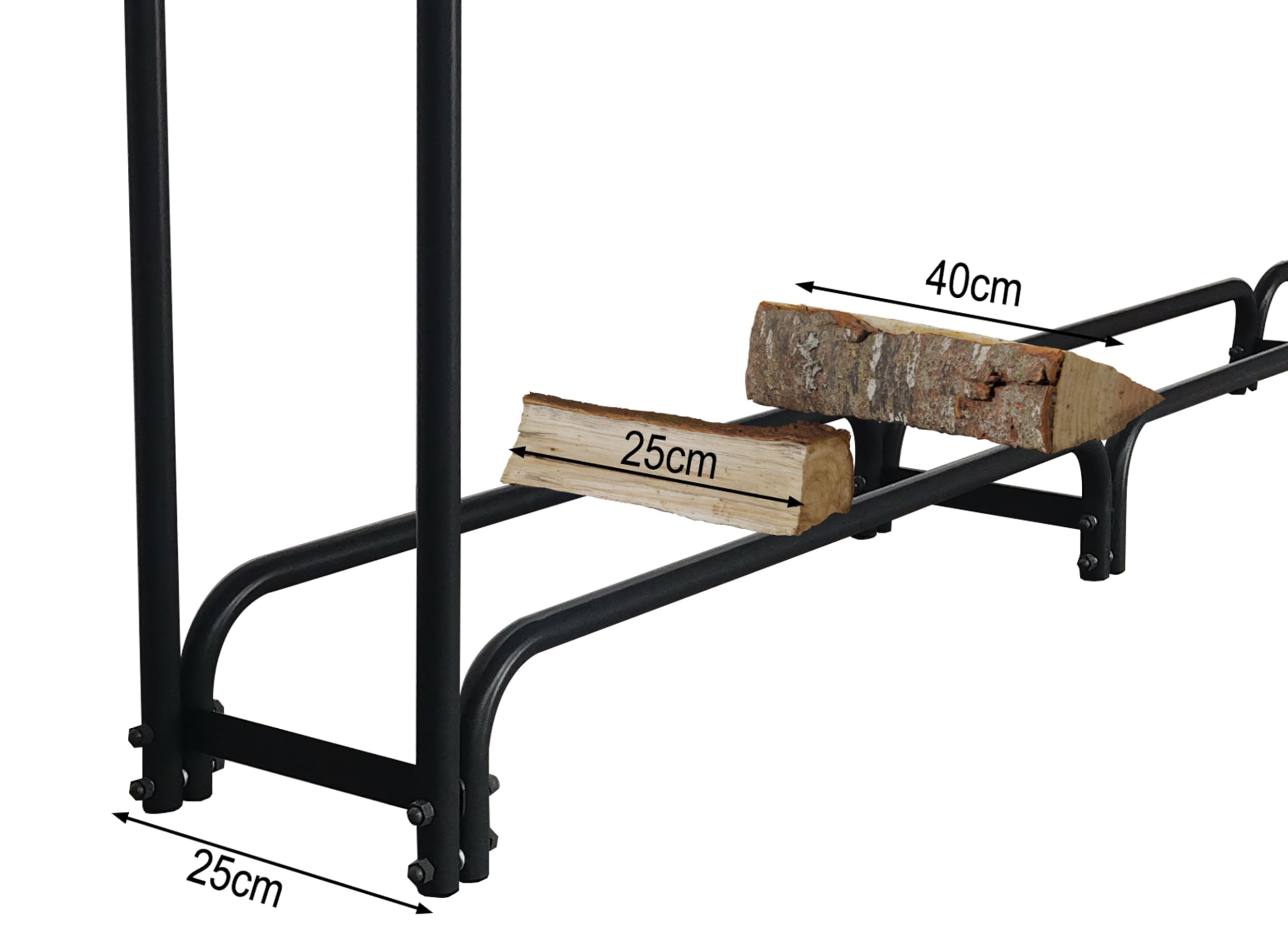QUICK STAR Metall Kaminholzregal 272 x 25 x 95 cm mit Schutzhülle Garten Kaminholzunterstand 1,0 m³ / 1,5 SRM Stapelhilfe
