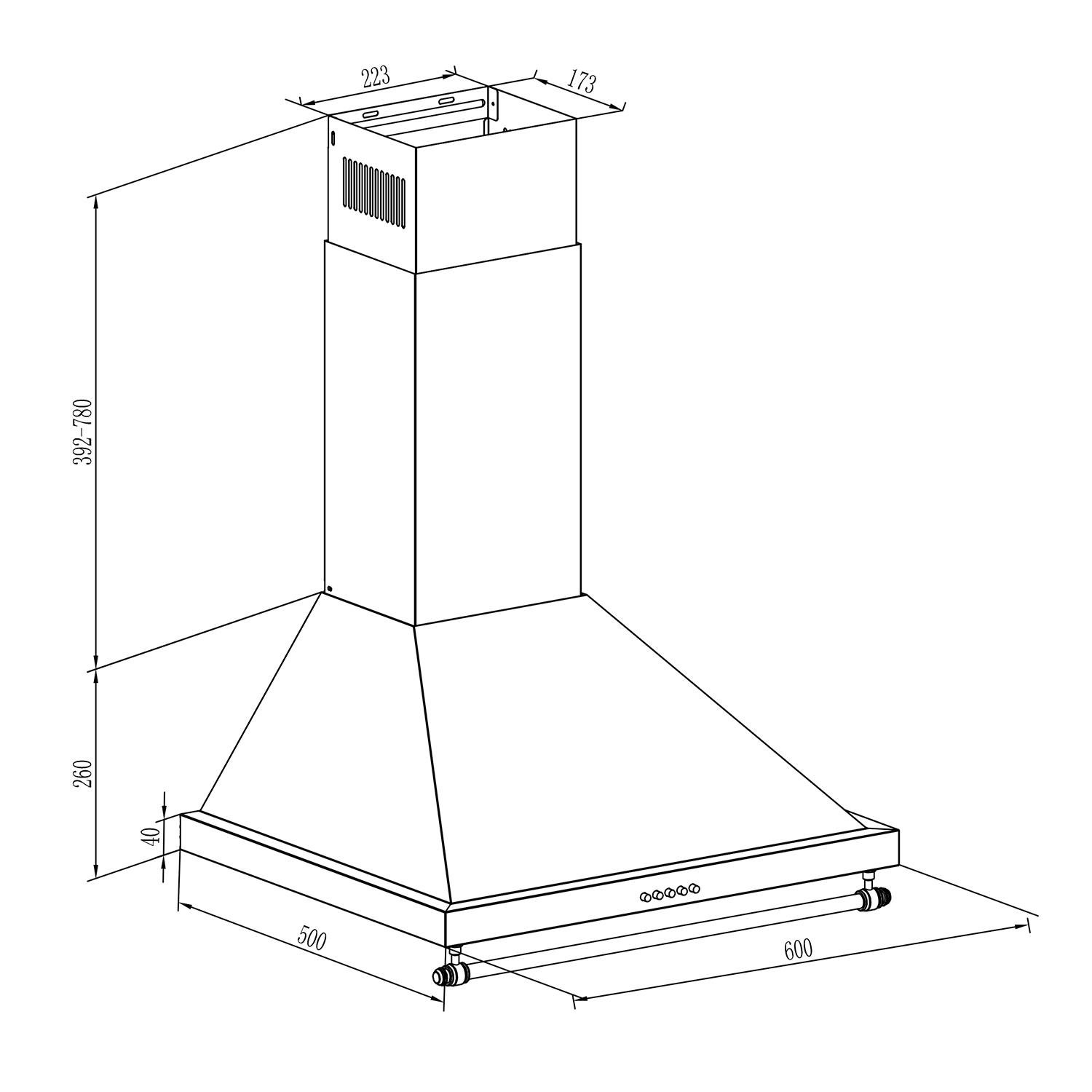 Klarstein Montblanc 60 Dunstabzugshaube - Abzugshaube, Wandabzugshaube, Abluft/Umluft, 3 Stufen, max. 610 m³/h, Wandanbau, 60 cm, Aluminium-Fettfilter, inkl. 2 x Aktivkohlefilter, schwarz