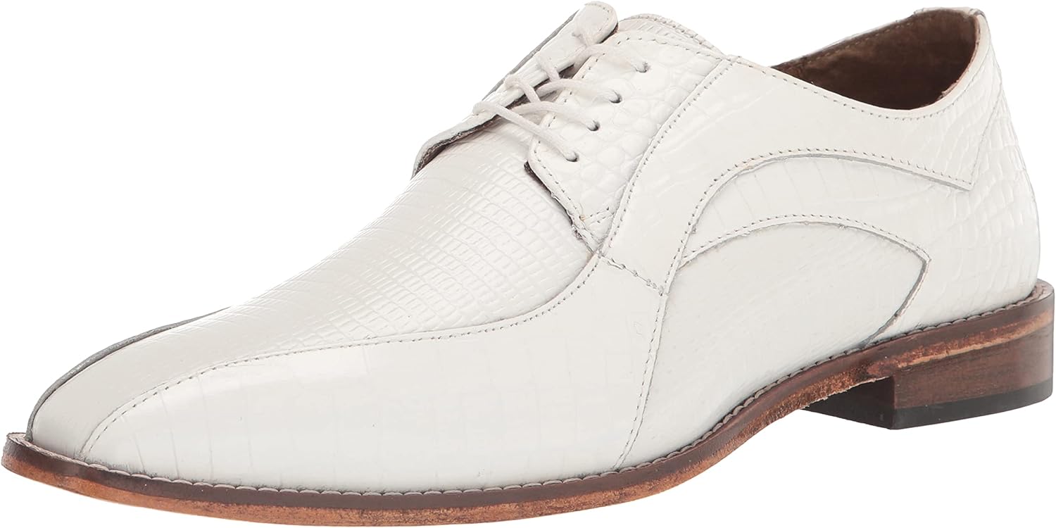 Stacy Adams Men's Turano Bike Toe Oxford, White, 10.5