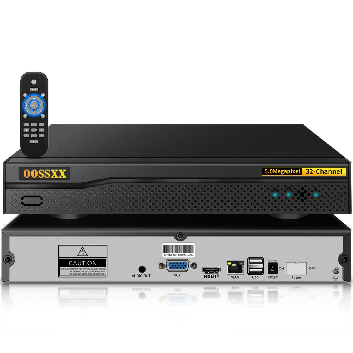 32-Channel 5.0 Megapixel NVR Network Video Recorder, Supports up to 32 x 5MP IP Cameras Max to 8TB Hard Drive (NO HDD)