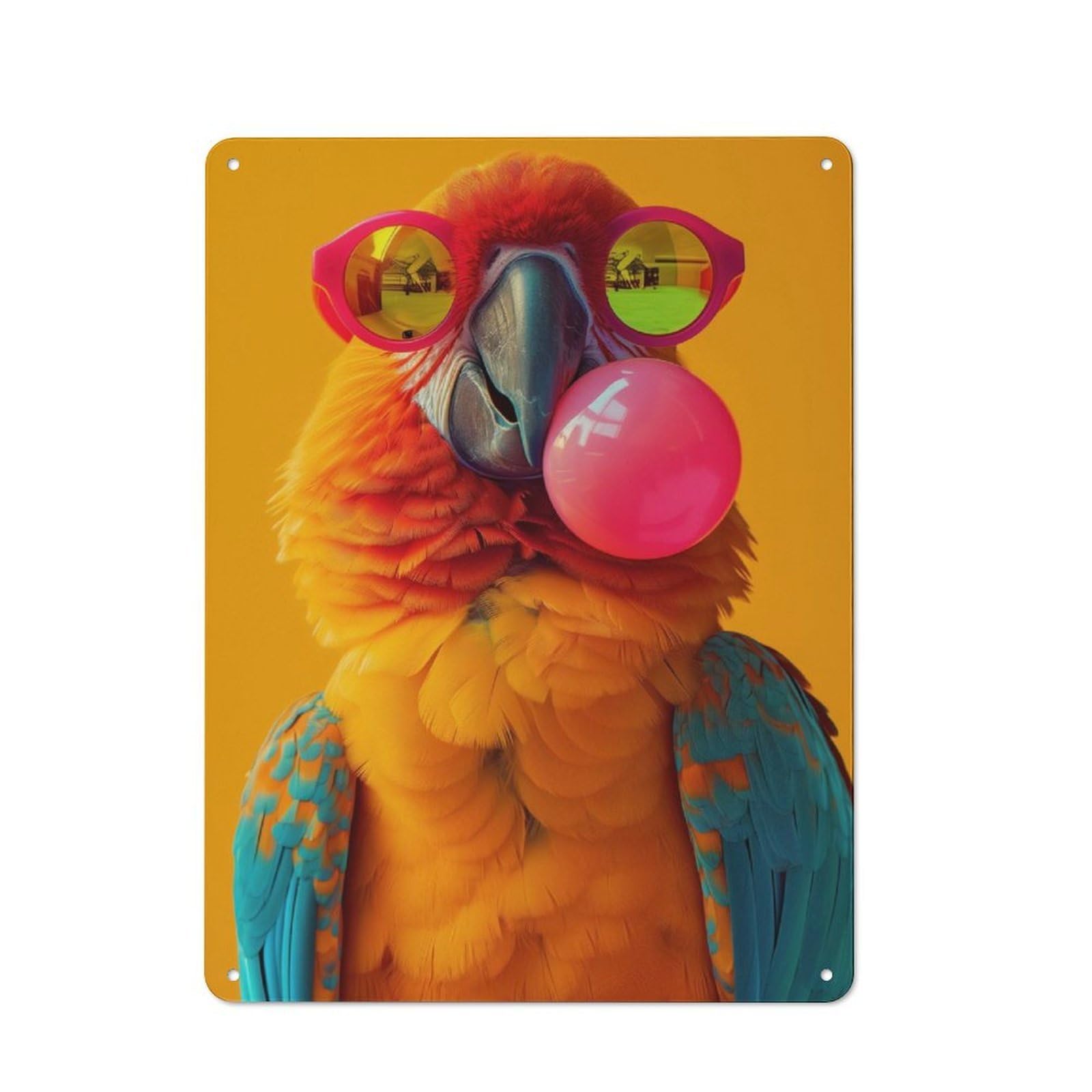 Junmoney Parrot Bubblegum Vintage Tin Wall Plaque 40X30cm For Café Or Restaurant, A Decorative Christmas Gift For Café Owners And Decorators
