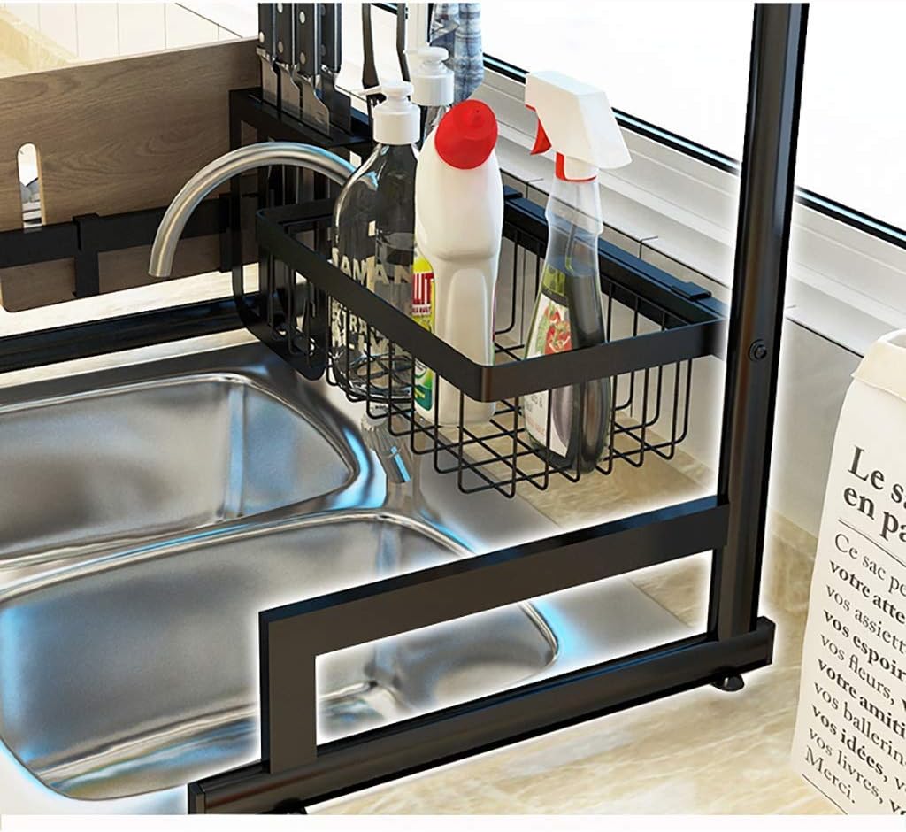 Dish Drying Rack Dish Rack,Dish Drying Rack,Kitchen Rack, 201 Stainless Steel Double Sink Bracket Drain Basket Dish Rack